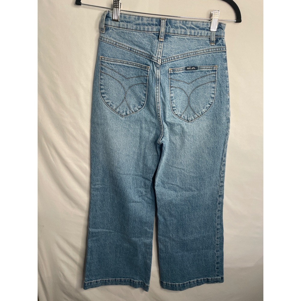 Rolla's High Rise Wide Leg Jeans Light Wash Blue Front Patch Pockets Size 25 - Picture 4 of 4
